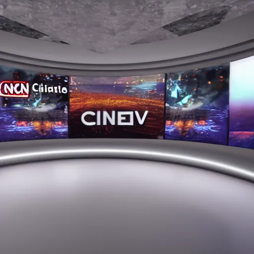 Image similar to CNN TV news studio background, unreal engine, hyper realism, high detailed, 8k,