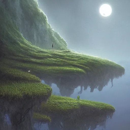 Image similar to digital art of a lush natural scene on an alien planet by michal klimczak ( shume ). extremely detailed. science fiction. beautiful landscape. weird vegetation. cliffs and water.