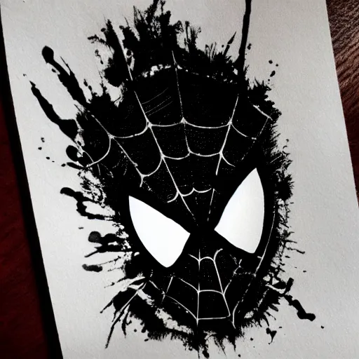 Image similar to spiderman ink blot, made out of ink