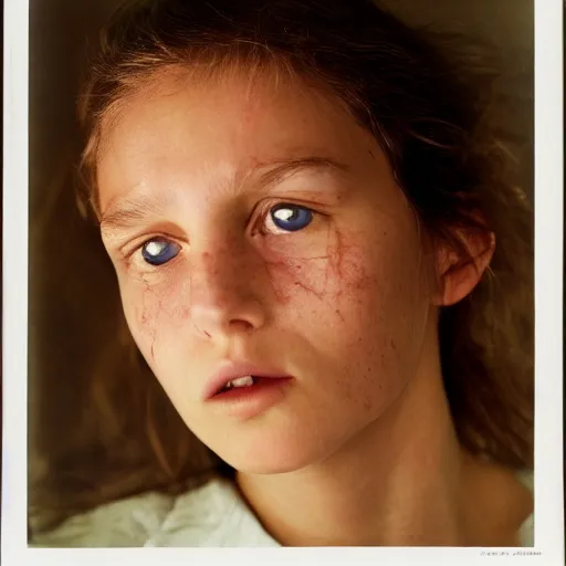 Prompt: a candid extreme closeup portrait of an expressive face of a mind blown young woman by annie leibovitz