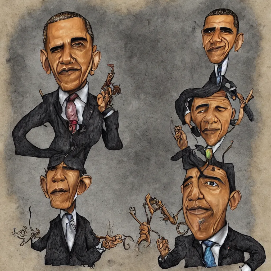 Image similar to a caricature of obama by alexander jansson