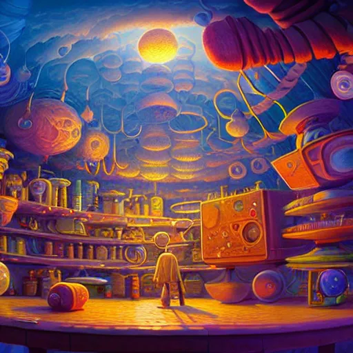 Prompt: beautiful detailed realistic illustration of a wizards laboratory, cinematic, rob gonsalves, paul lehr, john stephens, archan nair, anton fadeev, josan gonzalez, hi - fructose, artgerm, wlop, 8 k