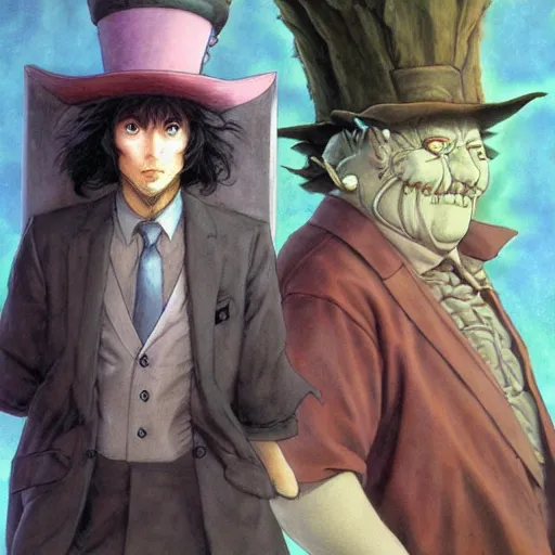 Image similar to Lofi informal portrait Ghibli style by Yoshitaka Amano and Wayne Barlowe and Ed Binkley and The Madhatter