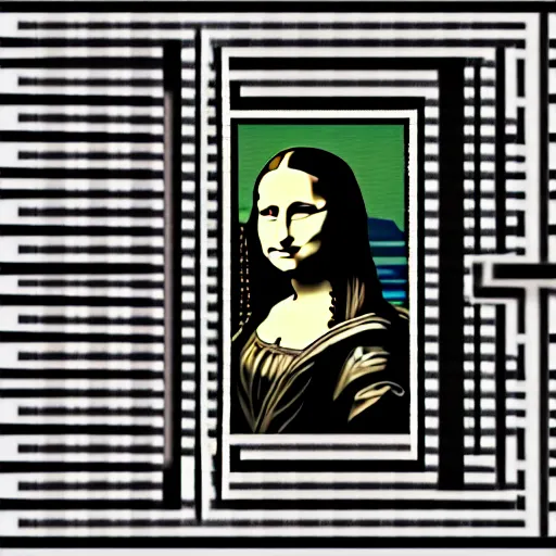 Prompt: a qr-code pattern that looks like Mona lisa
