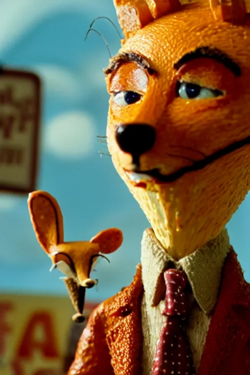 Image similar to film still of steve buscemi made out of bread in the fantastic mr fox, 4 k