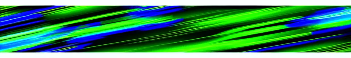 Image similar to abstract art representing data, glowing blue and green neon streaks interwinding on a deep black background