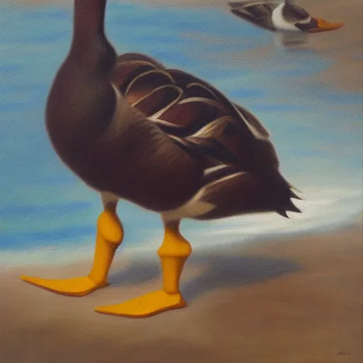 Prompt: a duck on the prowl oil painting oswaldo vigas