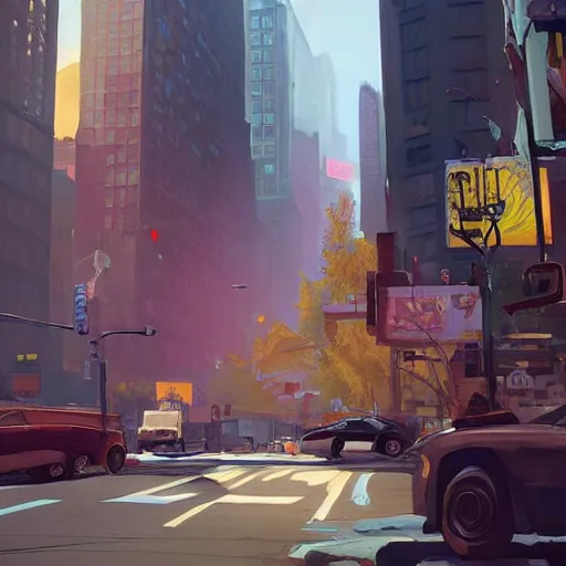 Image similar to new york city, style game square enix life is strange remake, trending on artstation, painted by greg rutkowski, render with game the last of us parte ii details