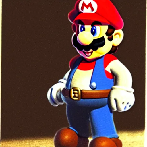 Prompt: mario as a soldier , historical photo