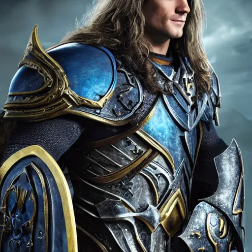 Prompt: Henry Cavill as Arthas Menethil in World of Warcraft, promo shoot, studio lighting