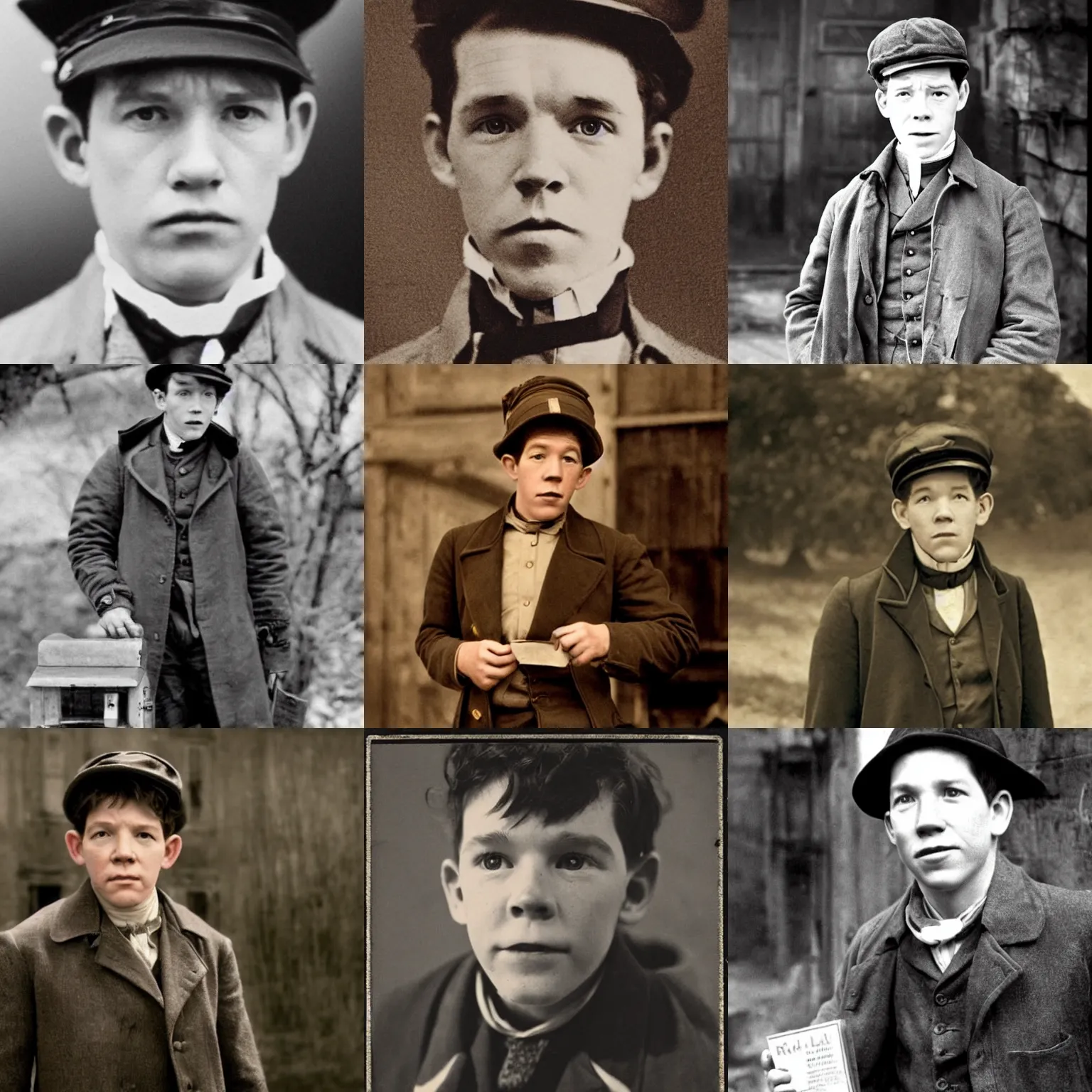 Prompt: young Lee Evans as a sad 19th century postman, cinematic lighting, highly detailed, realistic, antique photography