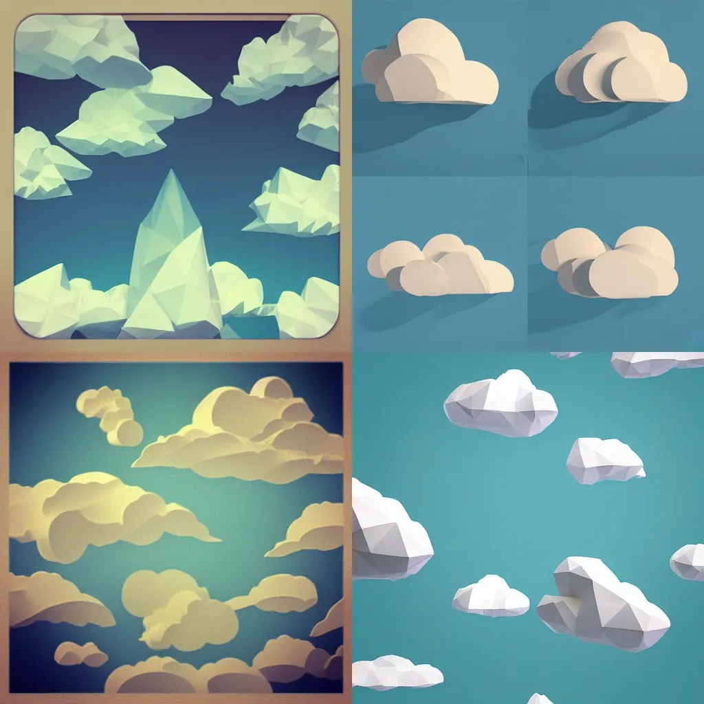 Prompt: “low poly clouds”