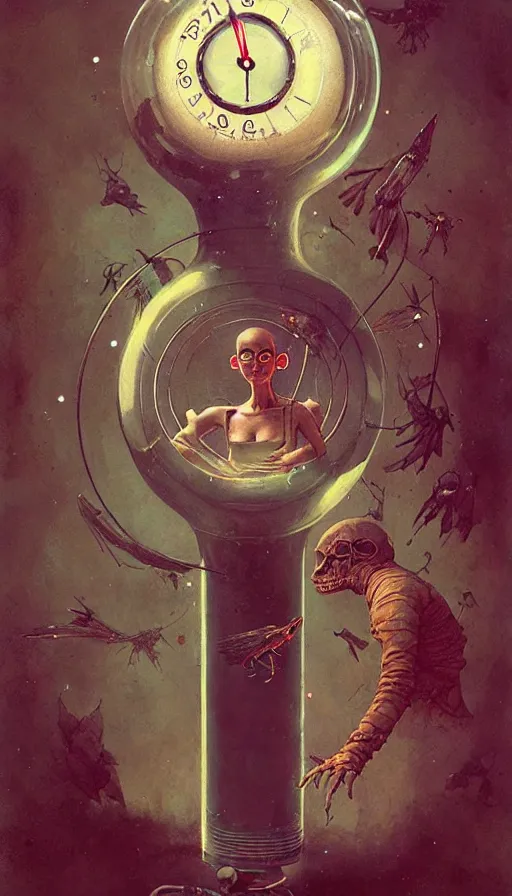 Image similar to a pill that is a time travel device by chiara bautista, beksinski and norman rockwell and greg rutkowski weta studio and tom bagshaw and james gurney and lucasfilm
