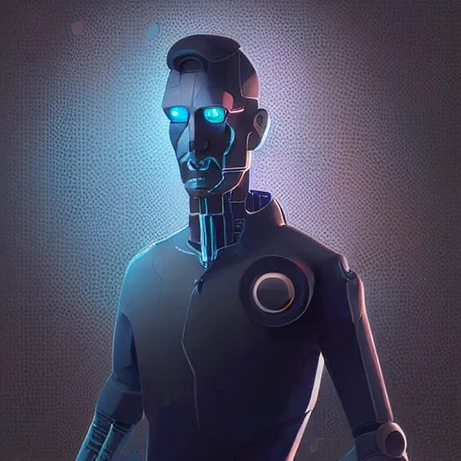 Image similar to portrait of a cyborg nikola tesla, metallic skin, led lights, high technology inplants, mattepainting concept blizzard pixar maya engine on stylized background splash comics global illumination lighting artstation lois van baarle, ilya kuvshinov, rossdraws