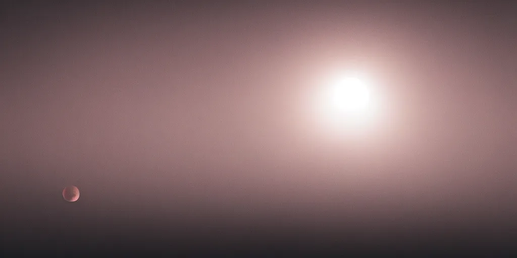 Image similar to lunar eclipse, but the moon is a triangle, sun rays, fog, photorealistic, calm environment
