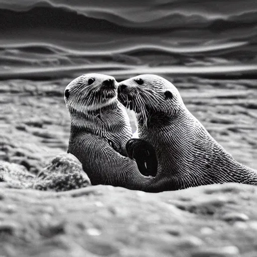 Prompt: Otters dancing on the moon