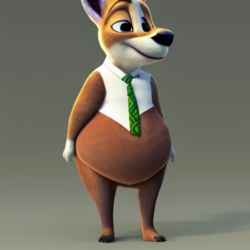 Image similar to portrait, 3 d render, tall little fat, anthropomorphic female deer, wearing along white dress, in the style of zootopia,