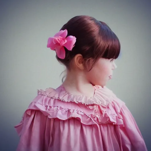 Prompt: beautiful pink little girl, profile picture, vintage fashion, highly detailed, reflection, realistic, hd