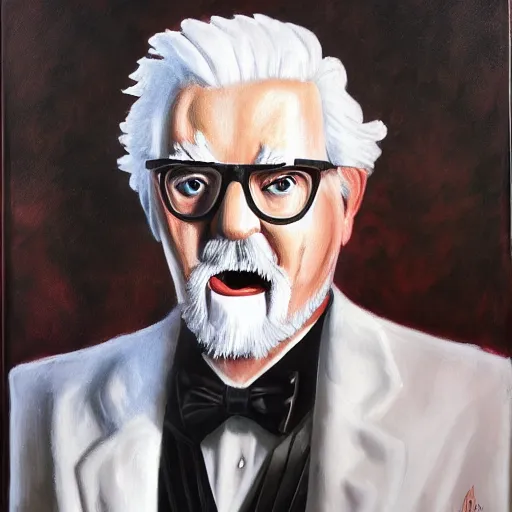 Image similar to colonel sanders, portrait, hyperrealistic, hyperdetailed, horror, 8 k