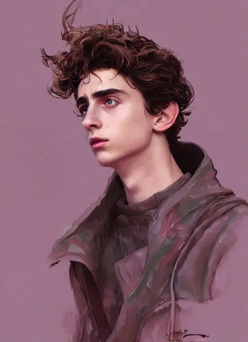 Prompt: Timothée Chalamet wearing Supreme and a baenie, digital painting, concept art, smooth, sharp focus, illustration, from StarCraft by Ruan Jia and Mandy Jurgens and Artgerm and William-Adolphe Bouguerea