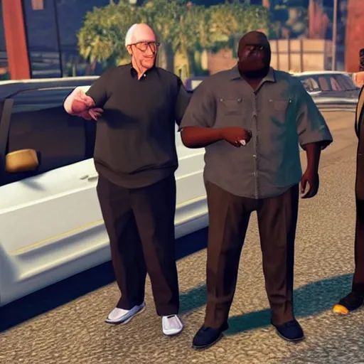 Prompt: gta 5 loading screen with larry david and gabourey sidibe