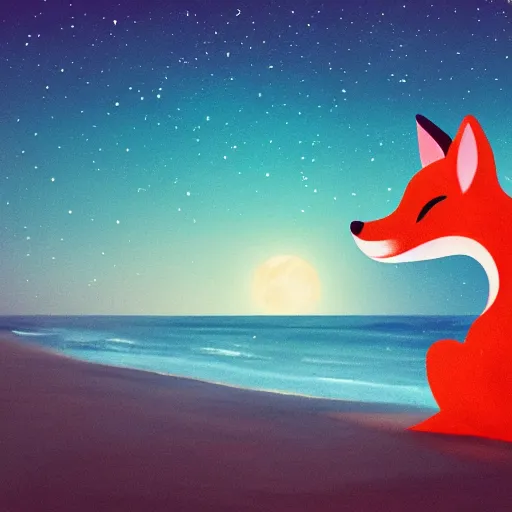 Prompt: a beautiful woman with with fox ears standing in the ocean, digital art, acrylic, long shot, detailed, glows, moonlight, bokeh, depth of field, colorful,