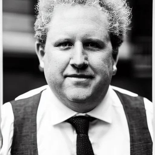 Prompt: A hyper-realistic black and white photograph taken with a 50mm 1.4 lens of Jean Charest with sheep hair