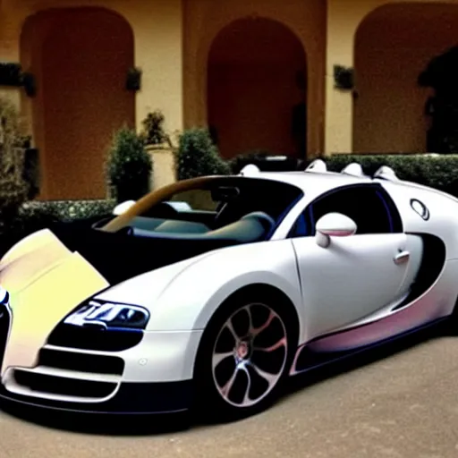 Image similar to a low resolution photo with bad lighting of a bugatti veyron in a party, late 2 0 0 0 s