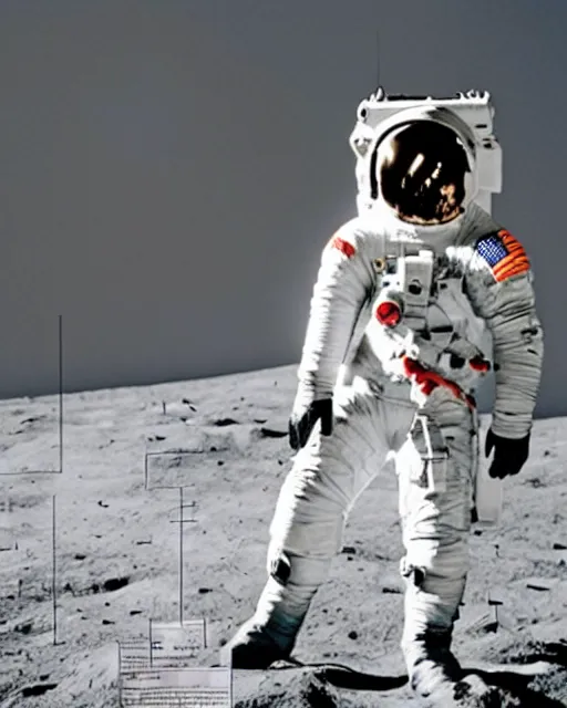 Prompt: film still kim kardashian wearing an astronaut uniform, on the moon, 5 0 mm.