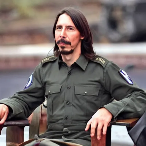 Image similar to pablo iglesias doing the military service