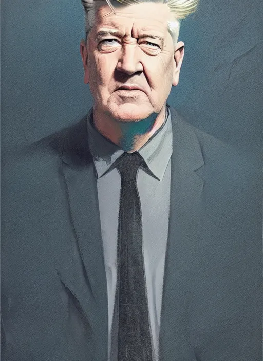 Image similar to portrait of david lynch in the marvel cinematic universe, official media, official poster artwork, highly detailed, centered, solid color background, digital painting, artstation, concept art, smooth, sharp focus, illustration, donato giancola, joseph christian leyendecker, les edwards, ed repka, wlop