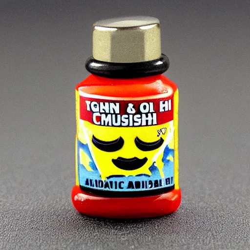 Prompt: oil and canvas cliquish collectible vinyl miniature toy mustard
