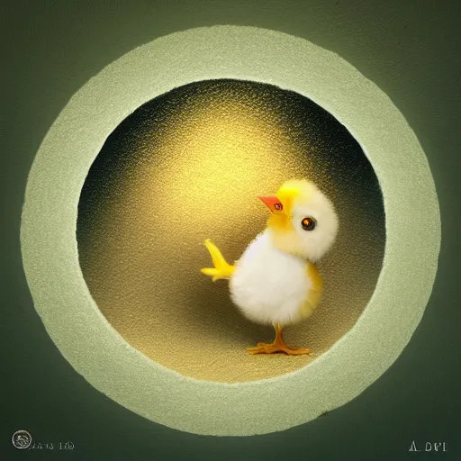 Prompt: a chick inside a magical circle, fantasy art, concept, trending on Artstation