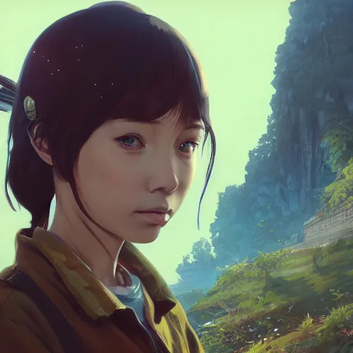 Image similar to highly detailed portrait, anime girl, in gta v, stephen bliss, unreal engine, fantasy art by greg rutkowski, loish, rhads, ferdinand knab, makoto shinkai and lois van baarle, ilya kuvshinov, rossdraws, tom bagshaw, global illumination, radiant light, detailed and intricate environment