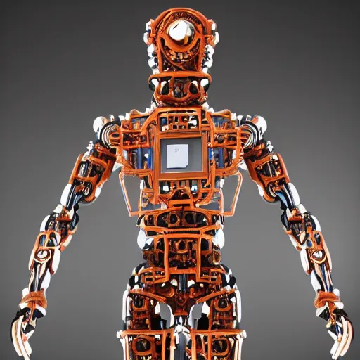 Image similar to intricate detailed robot wearing a tracksuit made of human flesh