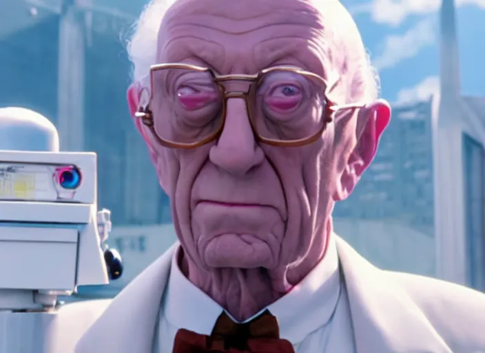 Image similar to film still of real life professor farnsworth in the scifi movie, 4 k