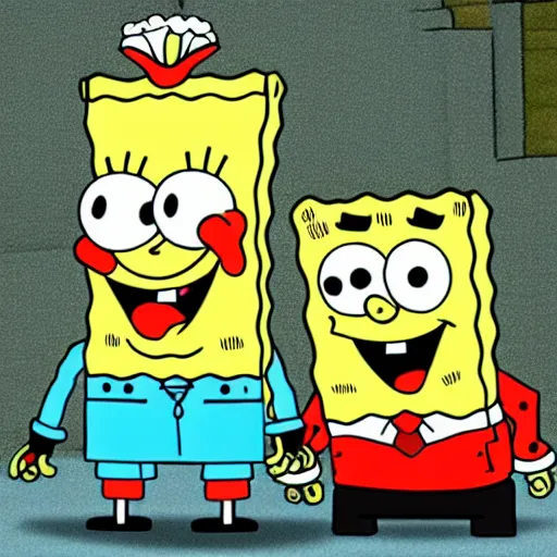 Image similar to the wedding of spongebob and patrick,