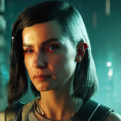 Prompt: a younger terri alden in cyberpunk 2 0 7 7, unreal engine 5 4 k, hyperdetailed photorealism