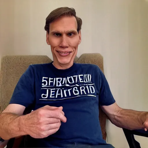 Prompt: 5 0 year old jerma sitting in a chair