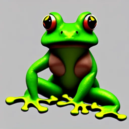 Image similar to matte oil painting of a frog warrior, in the style of nintendo, clay formed, kawaii, highly detailed, sharp focus, 4 k