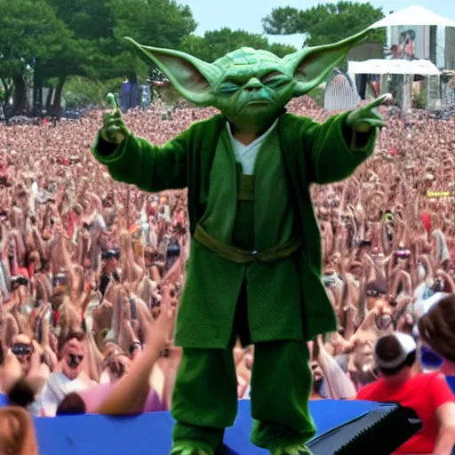 Image similar to Yoda performing a concert at Lollapalooza