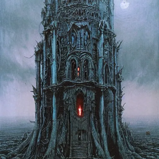 Image similar to castlevania stygian gothic demonic dracula's shoggoth tower, realistic, hyperdetailed, by beksinski, giger and wayne barlowe