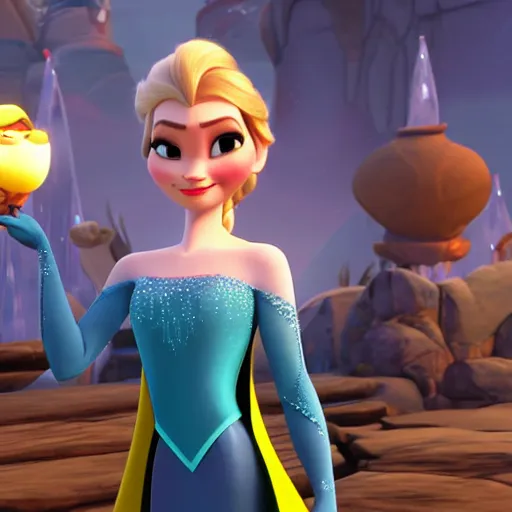 Prompt: queen elsa in the ratchet and clank universe