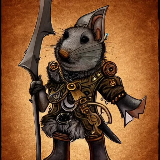 Prompt: steampunk rat warrior