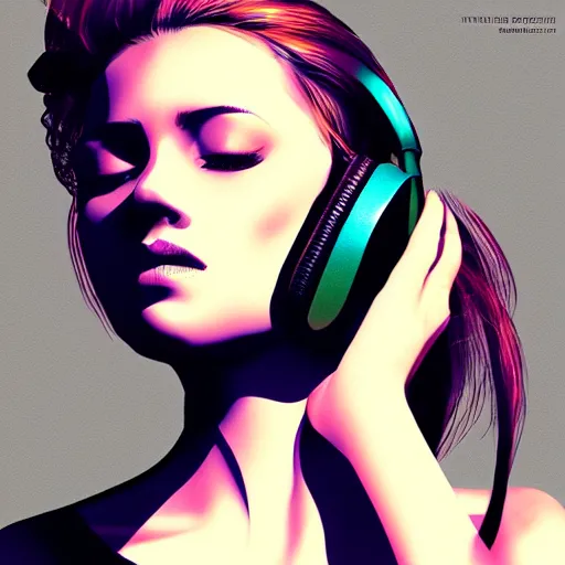 Prompt: a beautiful woman listening to music by stefan threurer, digital art, trending on artstation