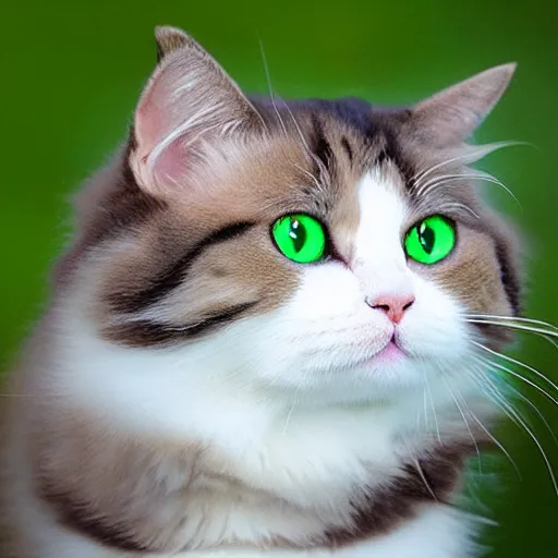 Prompt: fluffy white green - eyed mochi, cartoon cat