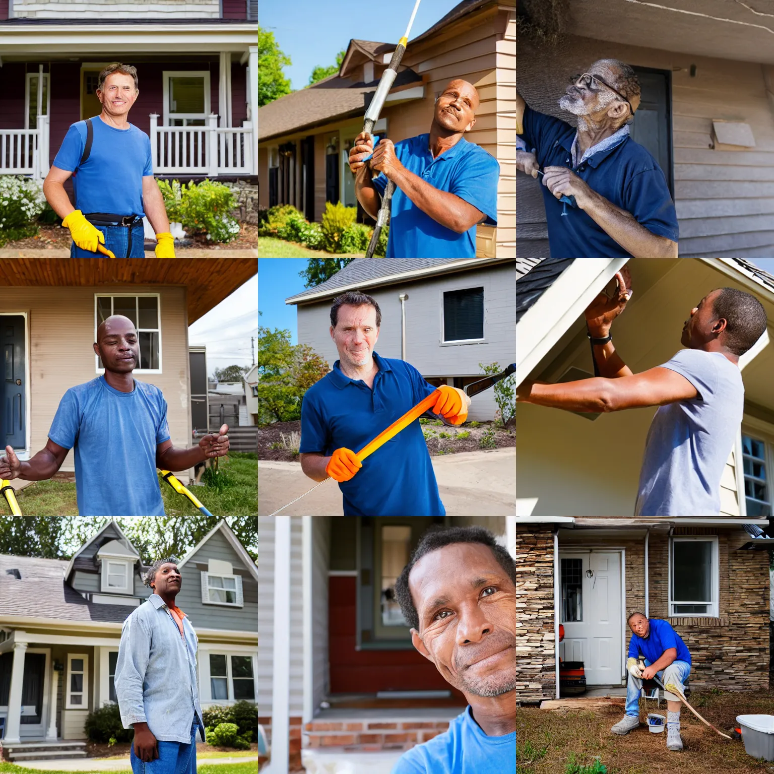 Prompt: a close - up of a homeowner who does work on his own house, photo