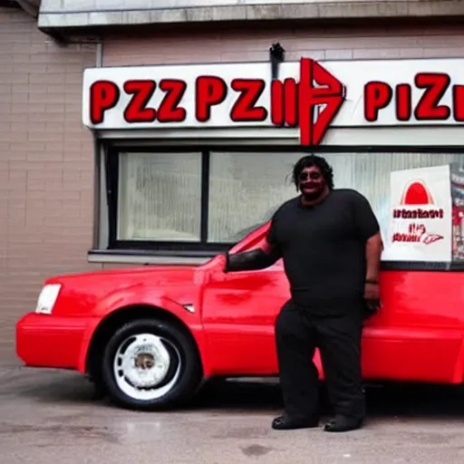 Image similar to obese michael jackson hanging out at pizza hut