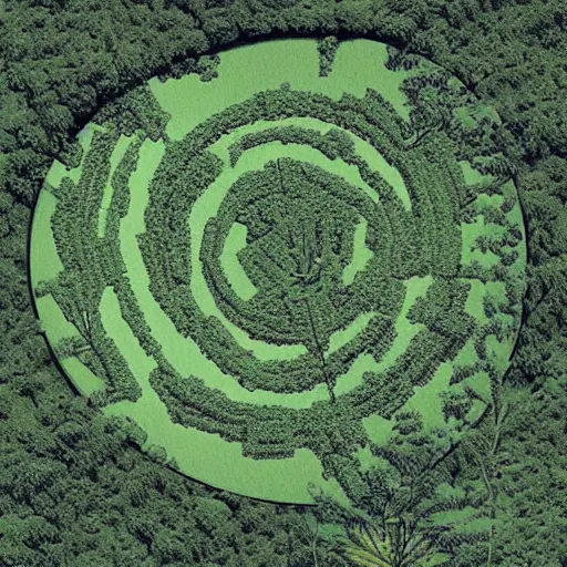 Image similar to top view of an illustration of an architectural plan view of a labyrinth of the deforestation in amazona crisis