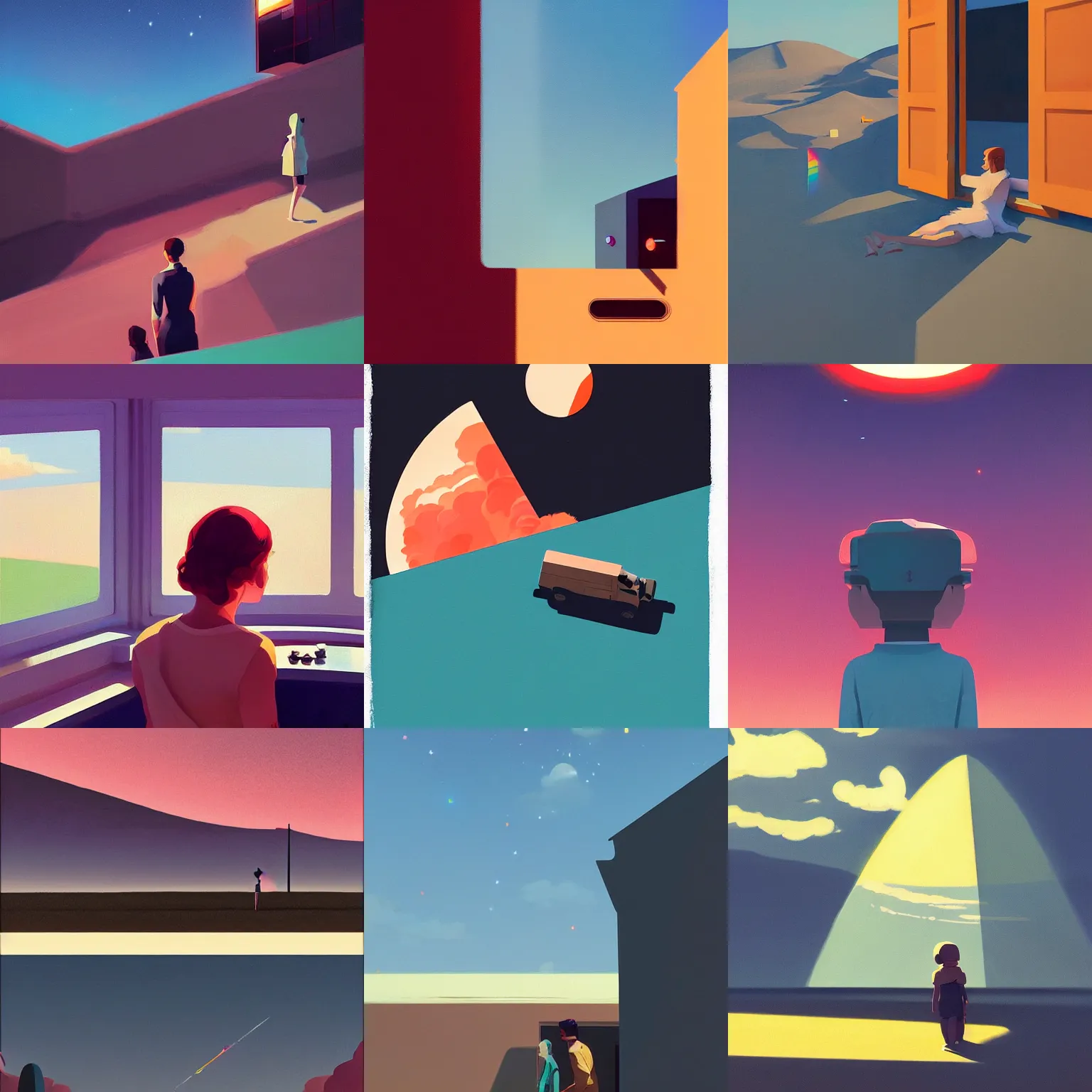 Prompt: 🛰 🌈 🕳 by atey ghailan and edward hopper